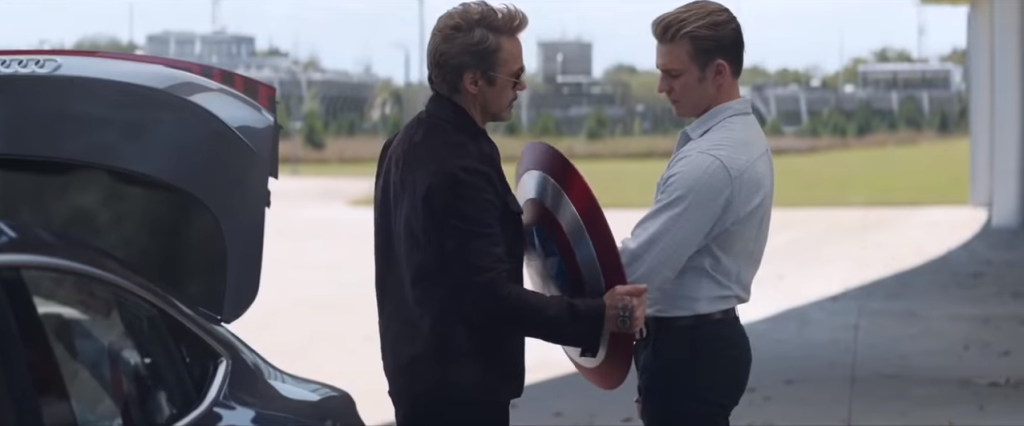 Robert Downey Jr. and Chris Evans in a still from Avengers: Endgame 