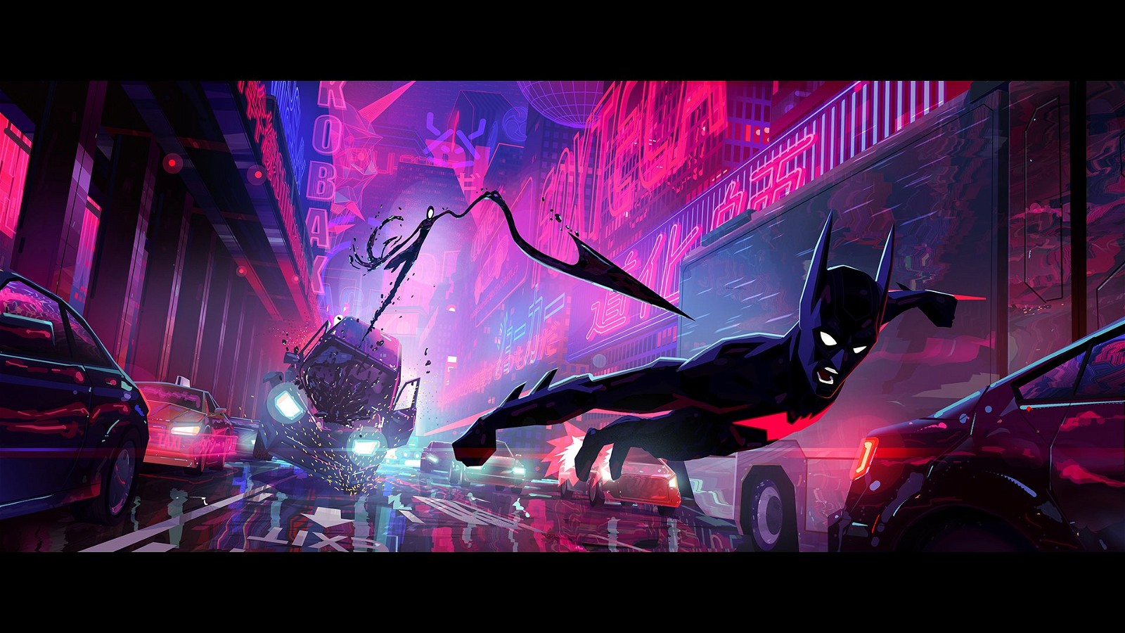 Patrick Harpin and Yuhki Demers's concept art for <em>Batman Beyond</em>