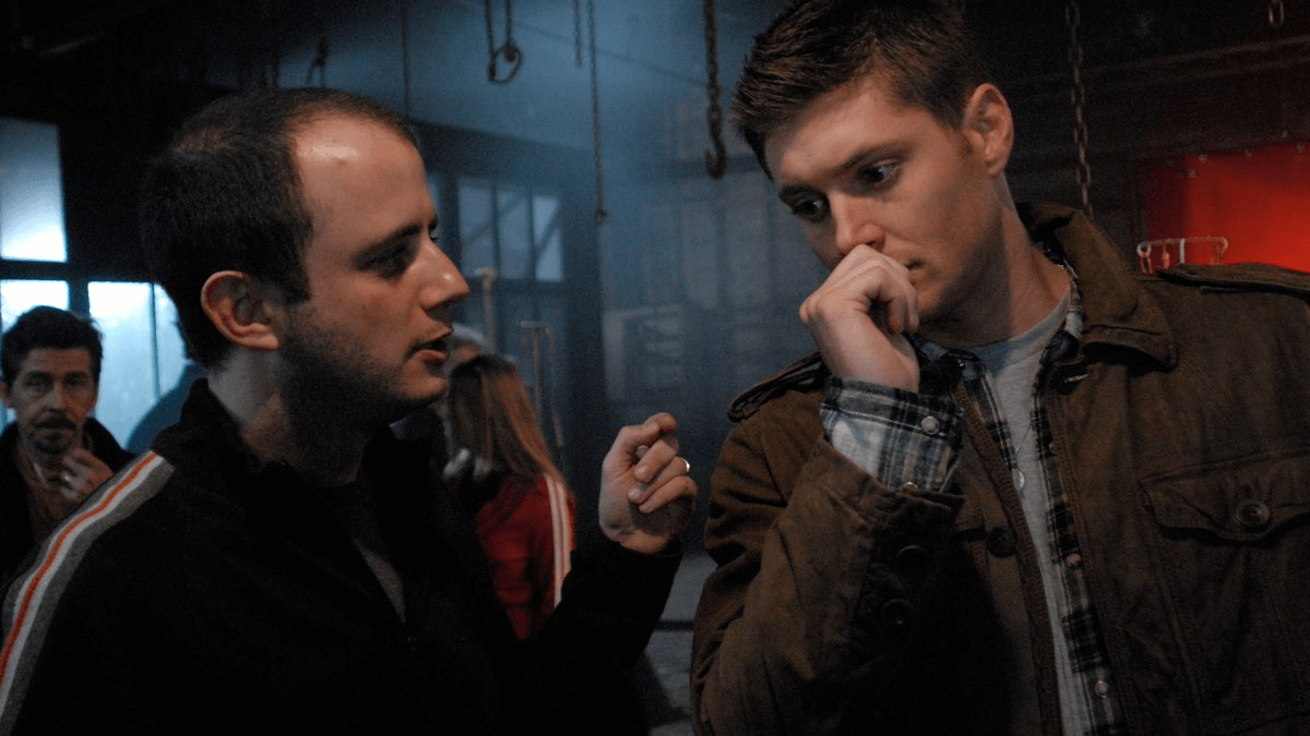 Eric Kripke and Jensen Ackles on the sets of Supernatural
