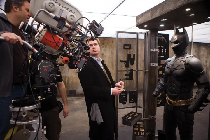 Christopher Nolan on the sets of The Dark Knight