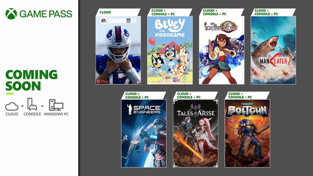 Other titles coming to Xbox Game Pass include Maneater, Indivisible, and a few others.