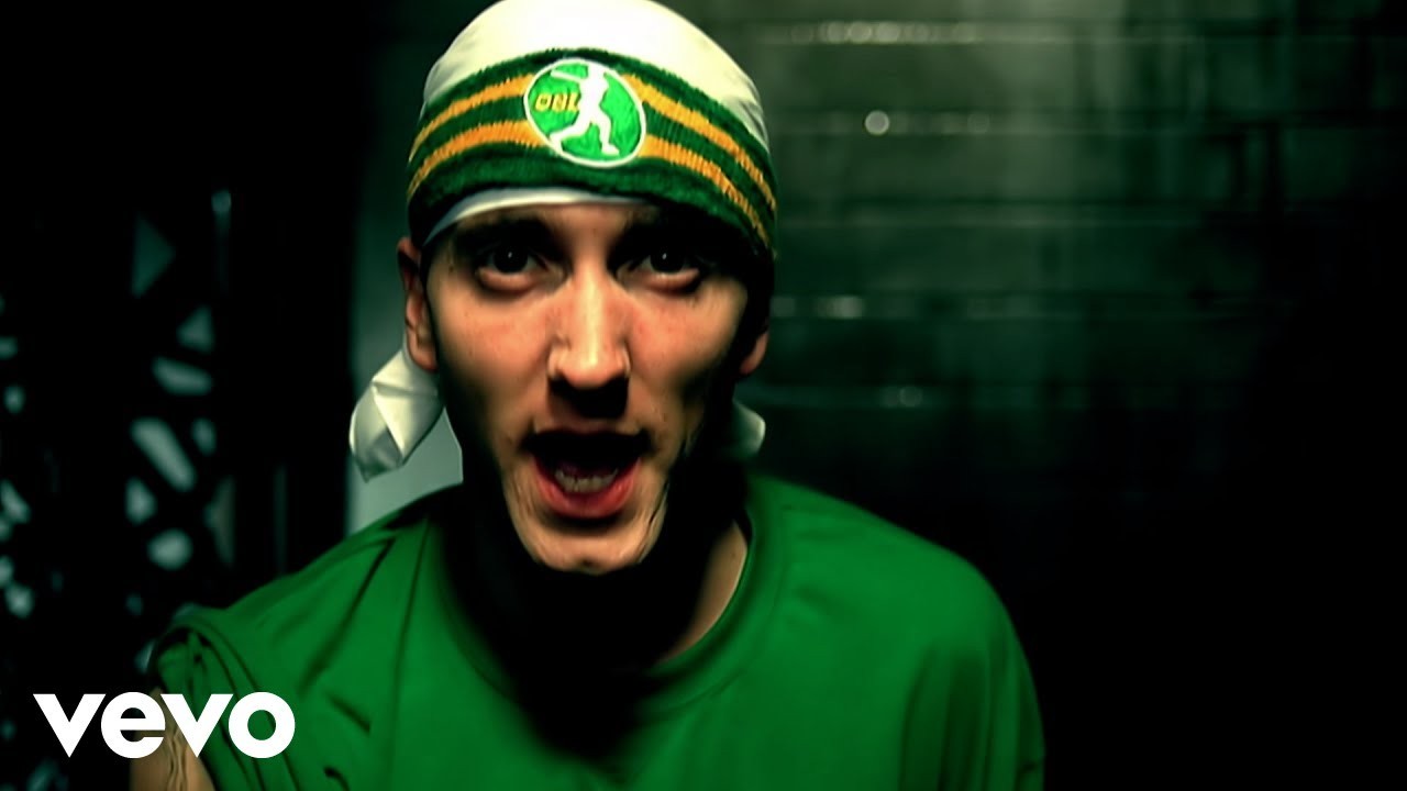 Eminem in the music video for Sing For The Moment 
