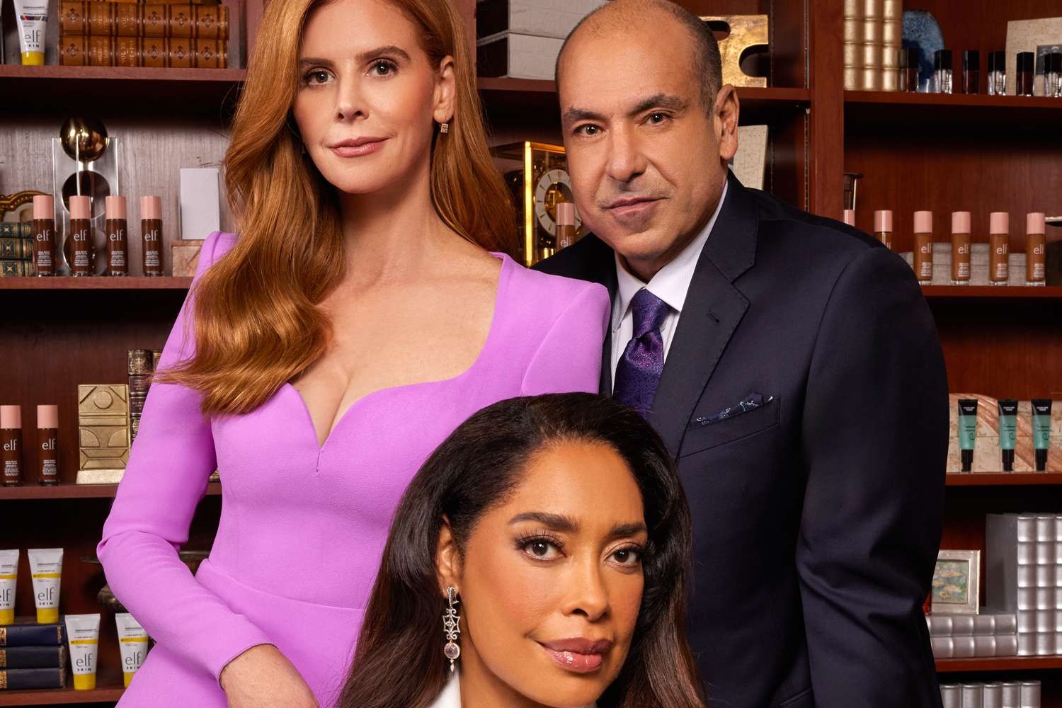 Suits co-stars Sarah Rafferty, Gina Torres and Rick Hoffman for e.l.f. Cosmetics