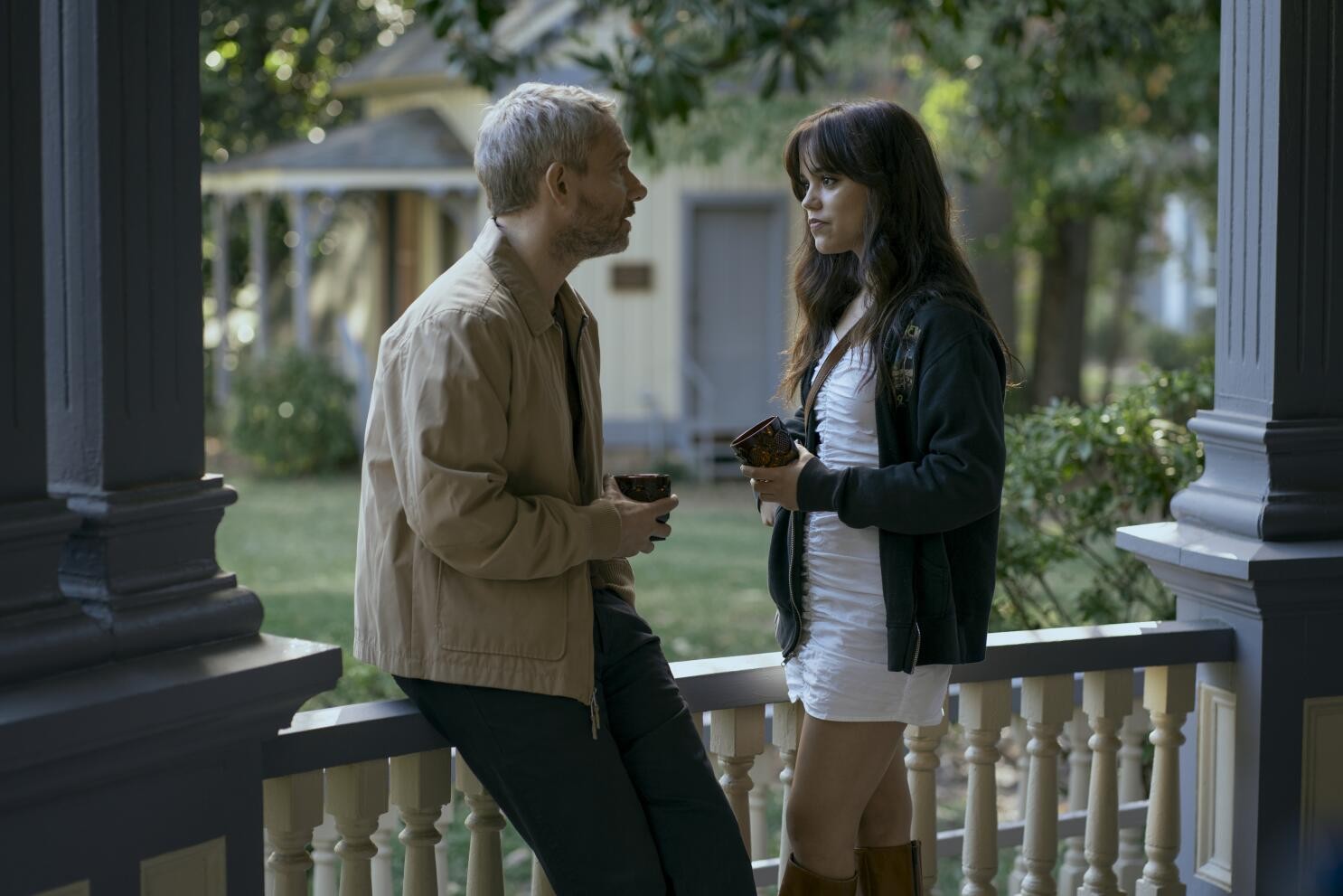 Jenna Ortega and Martin Freeman in Miller's Girl