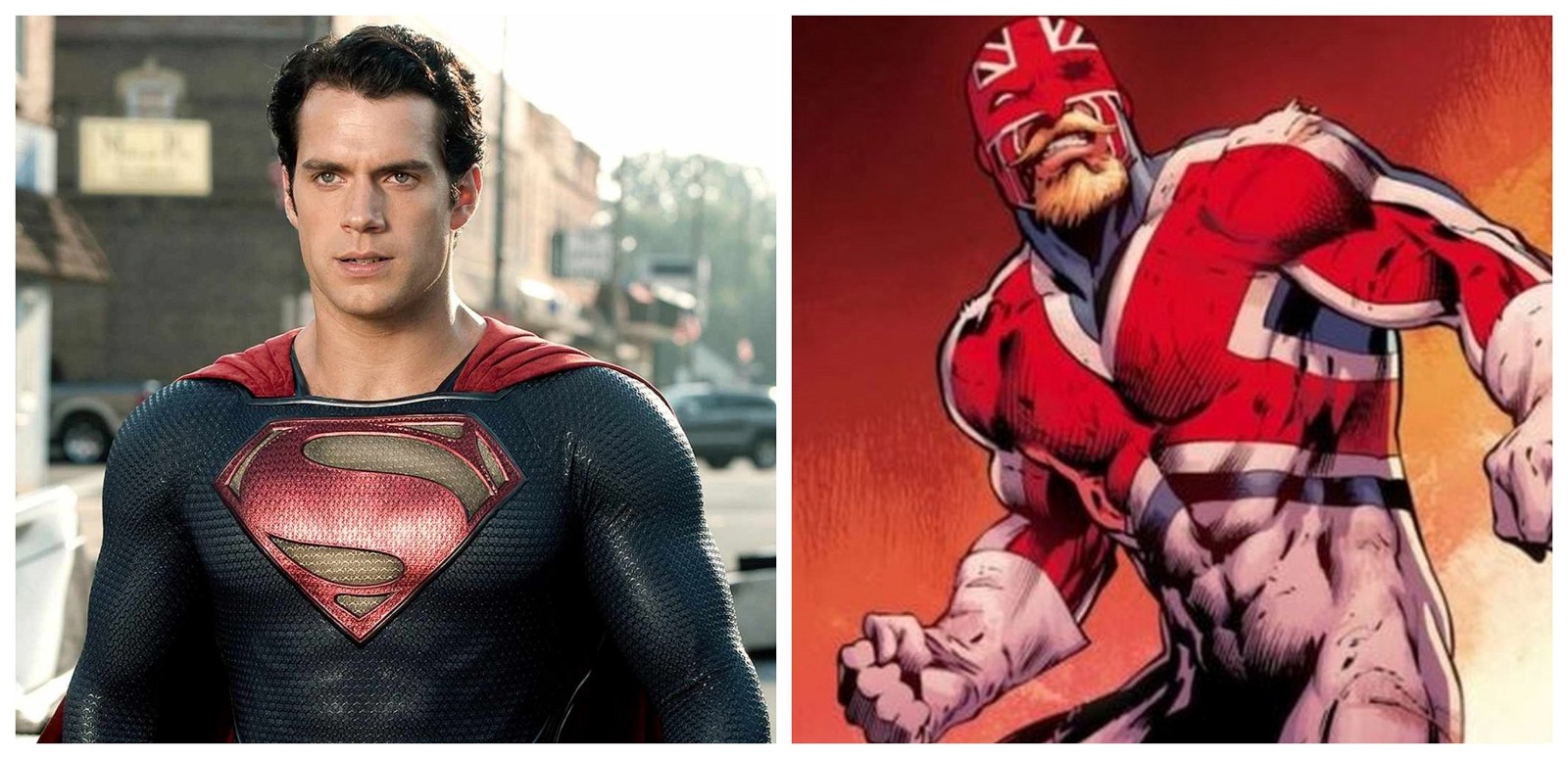 Henry Cavill as Superman and Captain Britain in Comics