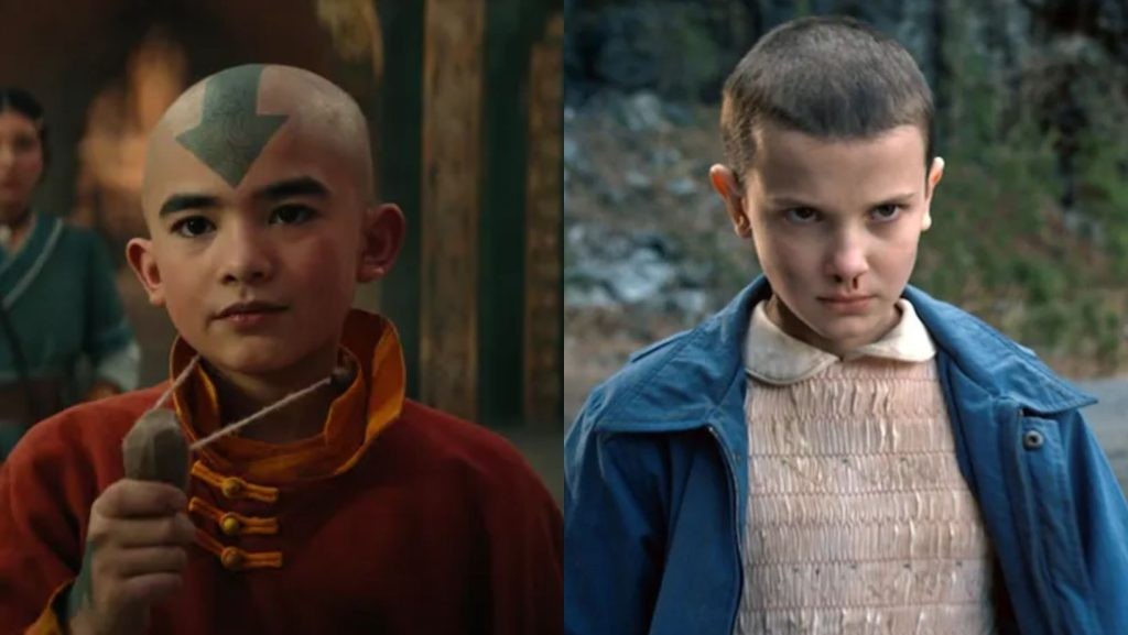 Cormier as Aang (L), Brown as Eleven (R) in their respective Netflix shows