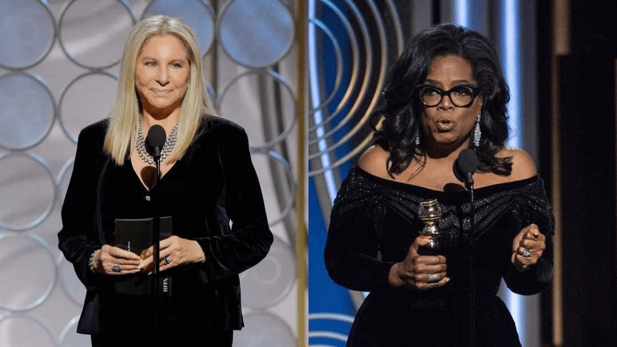 Barbra Streisand and Oprah Winfrey at the 75th Golden Globes Awards in 2018