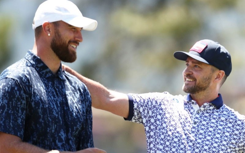 Justin Timberlake and Travis Kelce golfing together 