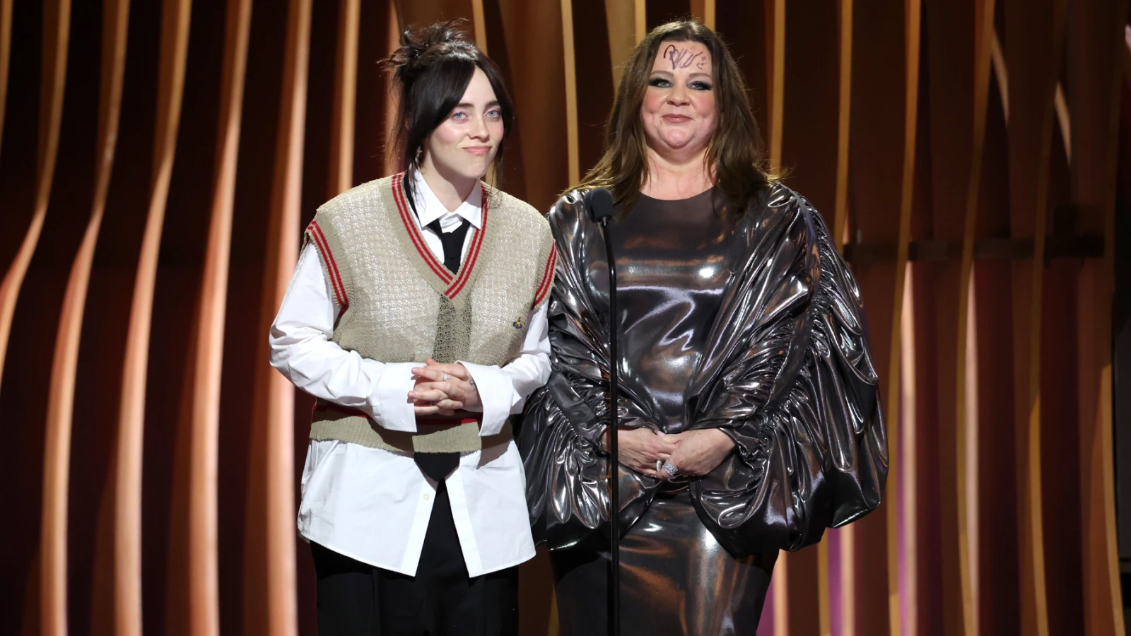 Billie Eilish and Melissa McCarthy presenting an award at the 2024 Screen Actors Guild Awards