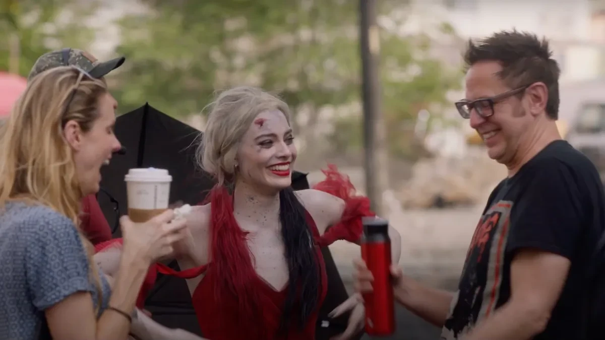 James Gunn and Margot Robbie on the sets of The Suicide Squad
