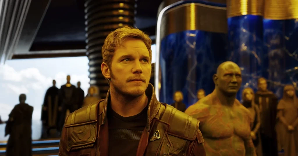 Chris Pratt and Dave Bautista in a still from Guardians of the Galaxy Vol. 2
