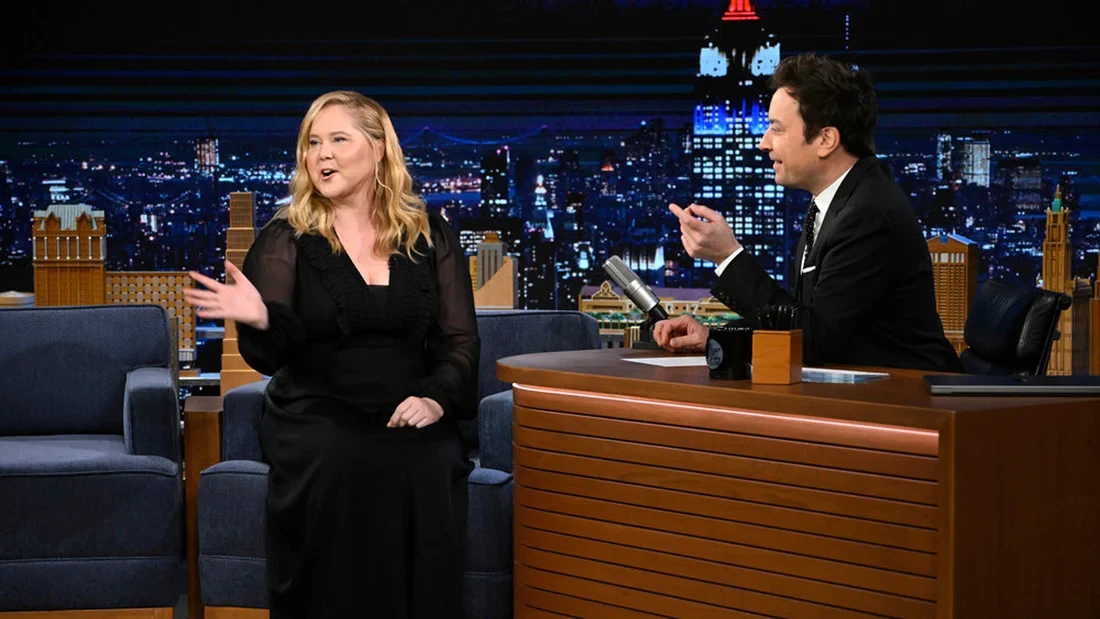 A still of Amy Schumer and Jimmy Fallon from The Tonight Show with Jimmy Fallon