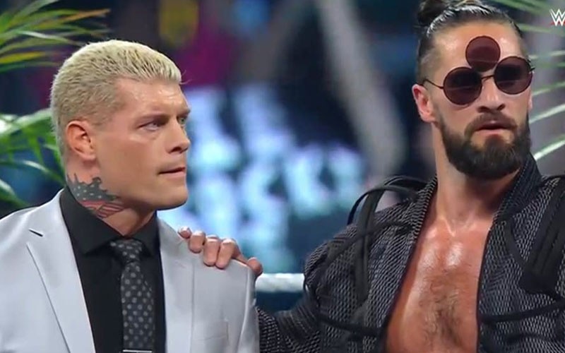 Seth Rollins and Cody Rhodes at WWE Elimination Chamber 