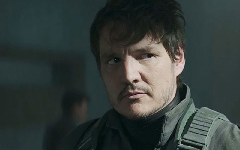 Pedro Pascal during an intense scene in The Mandalorian