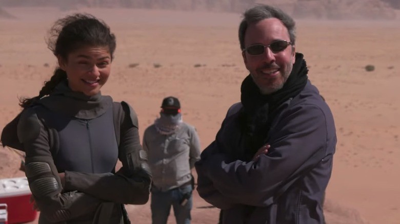 Denis Villeneuve and Zendaya on the sets of Dune