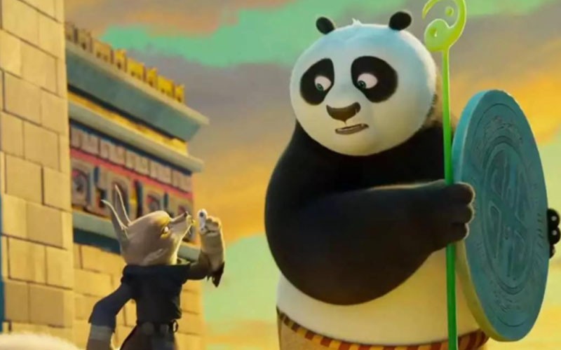 Po in action in Kung Fu Panda 4