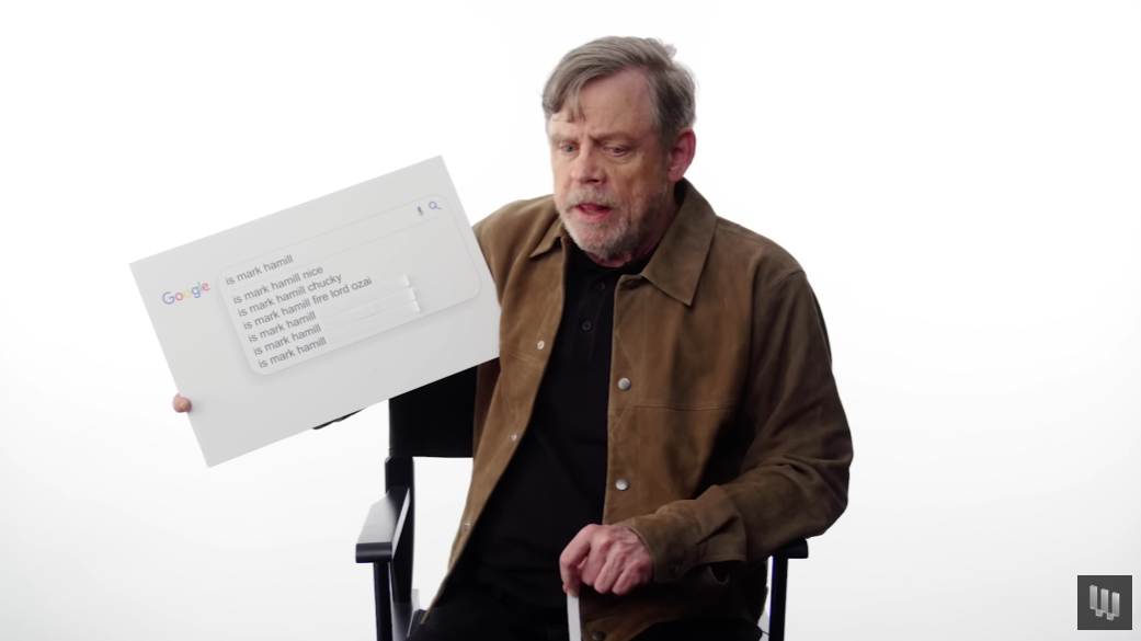 Mark Hamill in a still from the interview with WIRED
