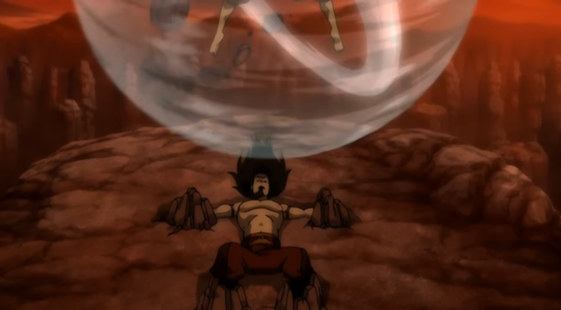 A still from Aang vs. Ozai in Avatar: The Last Airbender season 3 finale