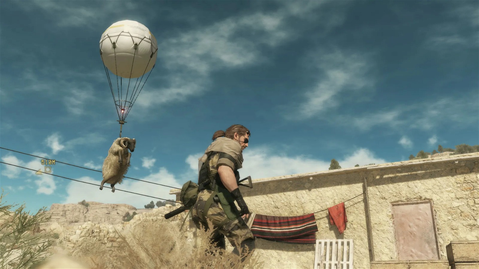 Metal Gear Solid 5's goofy Fulton balloon extraction system. Image credit: Konami