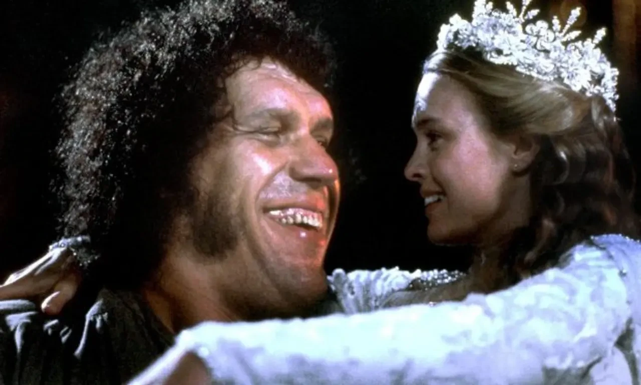 Andre the Giant and Robin Wright in a still from The Princess Bride