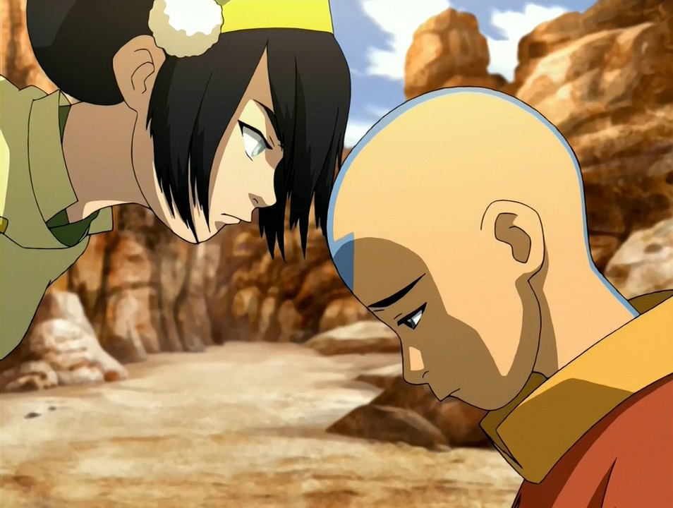 Aang and Toph Beifong in Avatar: The Last Airbender