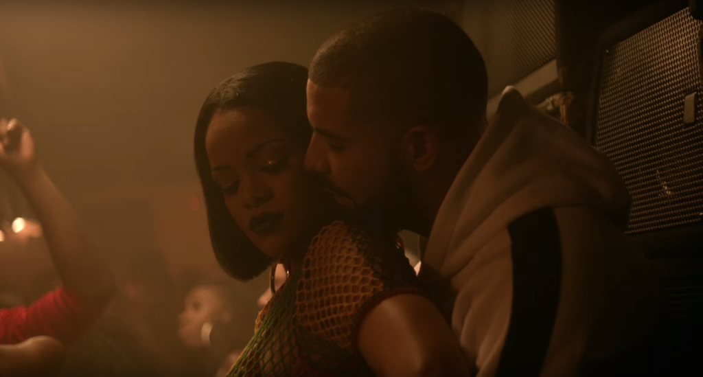 Rihanna and Drake in a still from the music video Work 