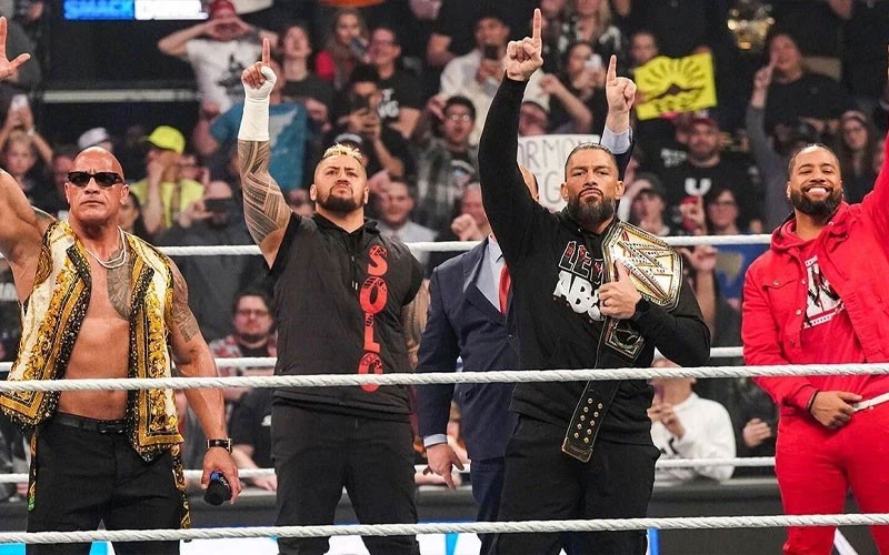 The Bloodline on SmackDown a couple of weeks ago 