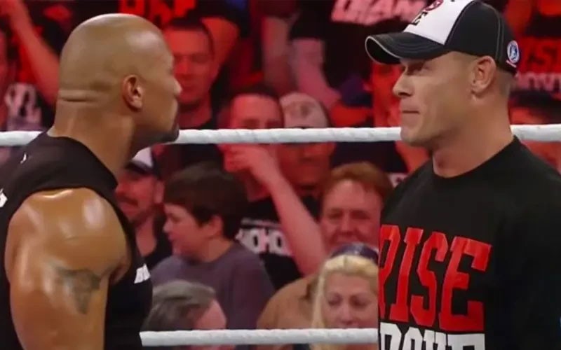 The Rock and John Cena during their feud 