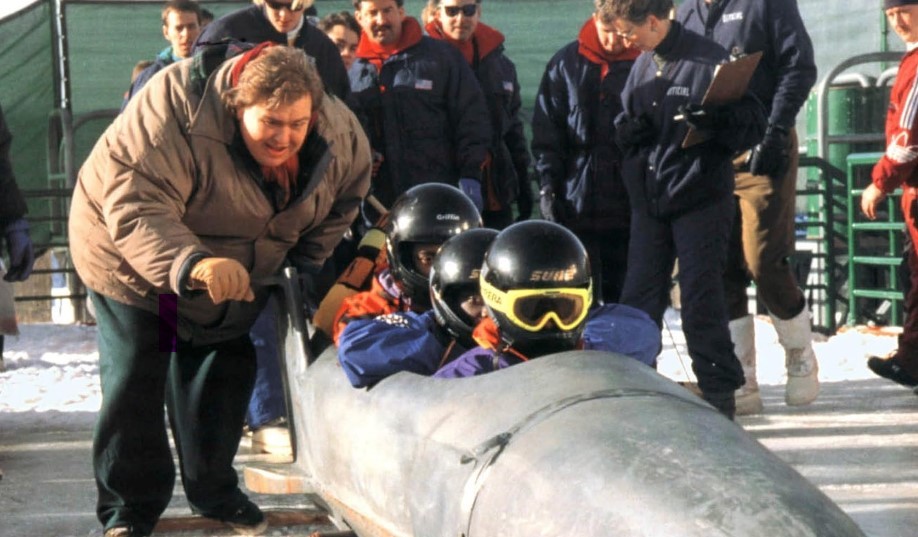 John Candy on the set of Cool Runnings