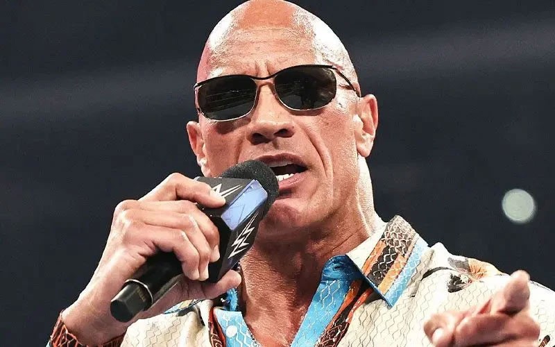 The Rock cutting a promo on Friday Night SmackDown 
