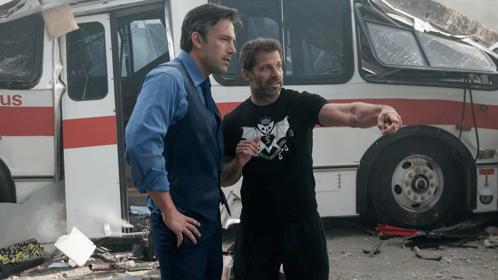 Zack Snyder and Ben Affleck on the sets of Justice League