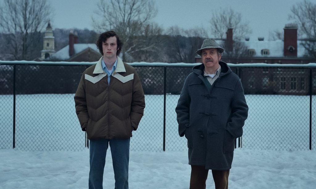 Paul Giamatti and Dominic Sessa in a still from The Holdovers