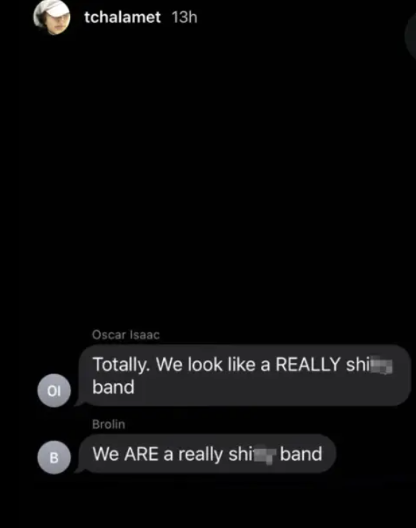 Screenshot of the group chat (via Timothée Chalamet's Instagram)