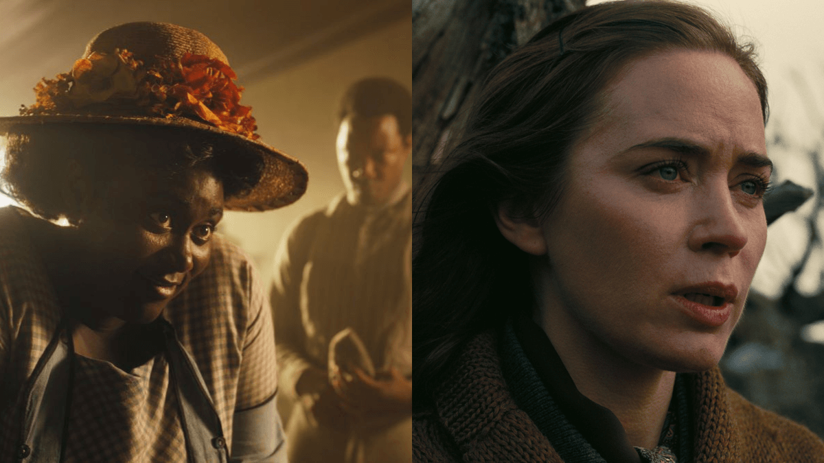 Danielle Brooks in The Color Purple (left) and Emily Blunt in Oppenheimer (right)