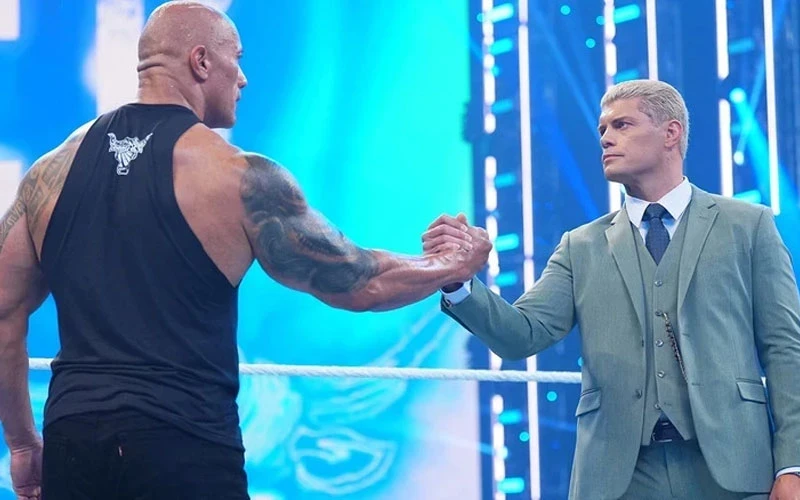 The Rock and Cody Rhodes on SmackDown last month 