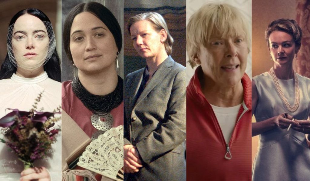 (L-R): Emma Stone, Lily Gladstone, Sandra Hüller, Annette Bening, Carey Mulligan
