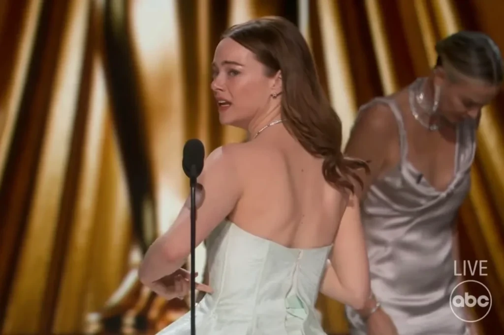Emma Stone during her acceptance speech at the 96th Academy Awards