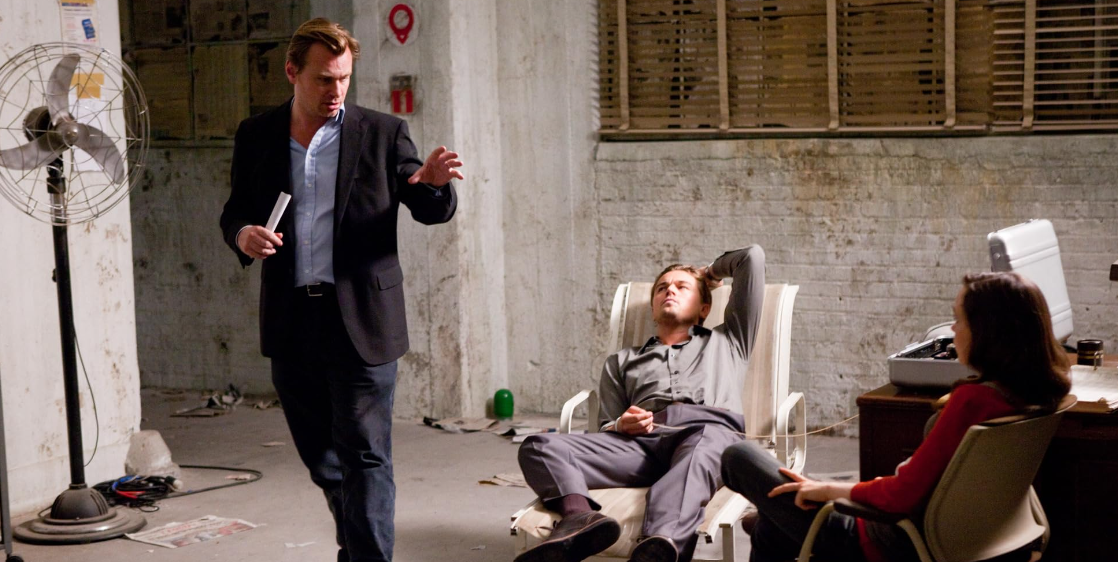 Leonardo DiCaprio, Christopher Nolan, and Elliot Page in Inception (2010) | Photo: Warner Bros. Entertainment Inc