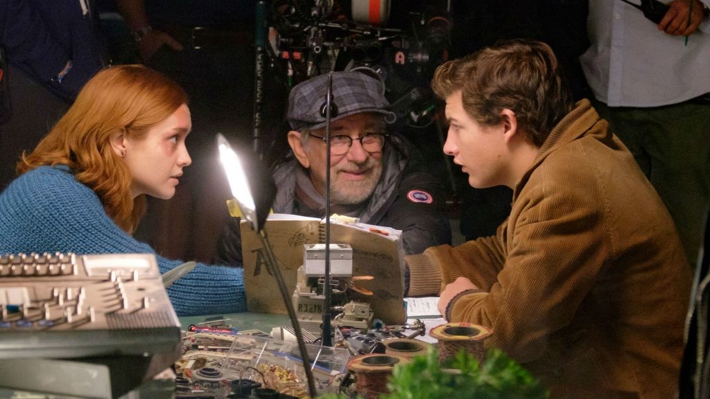Steven Spielberg on the sets of Ready Player One | Credits: Warner Bros.