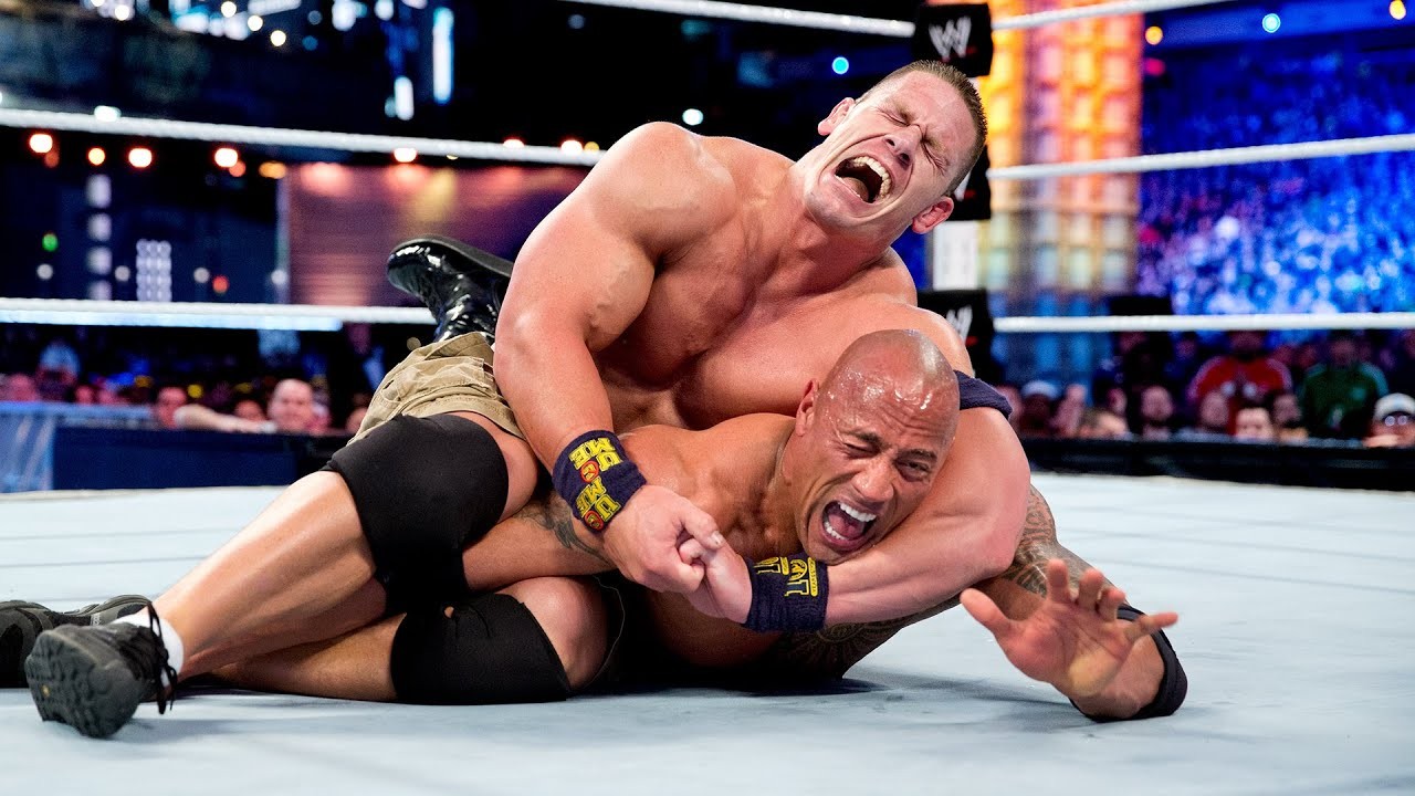 John Cena and Dwayne "The Rock" Johnson at WrestleMania 29