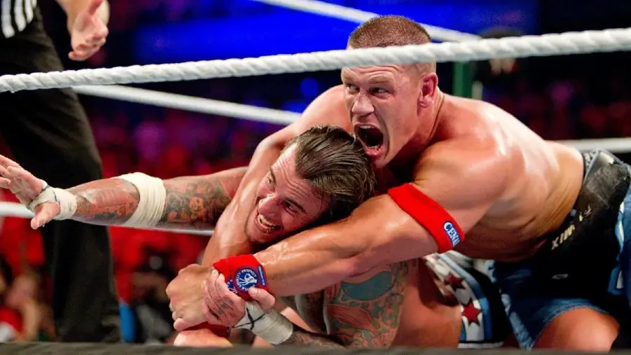 John Cena and CM Punk in the five-star rated Money in the Bank match of 2011