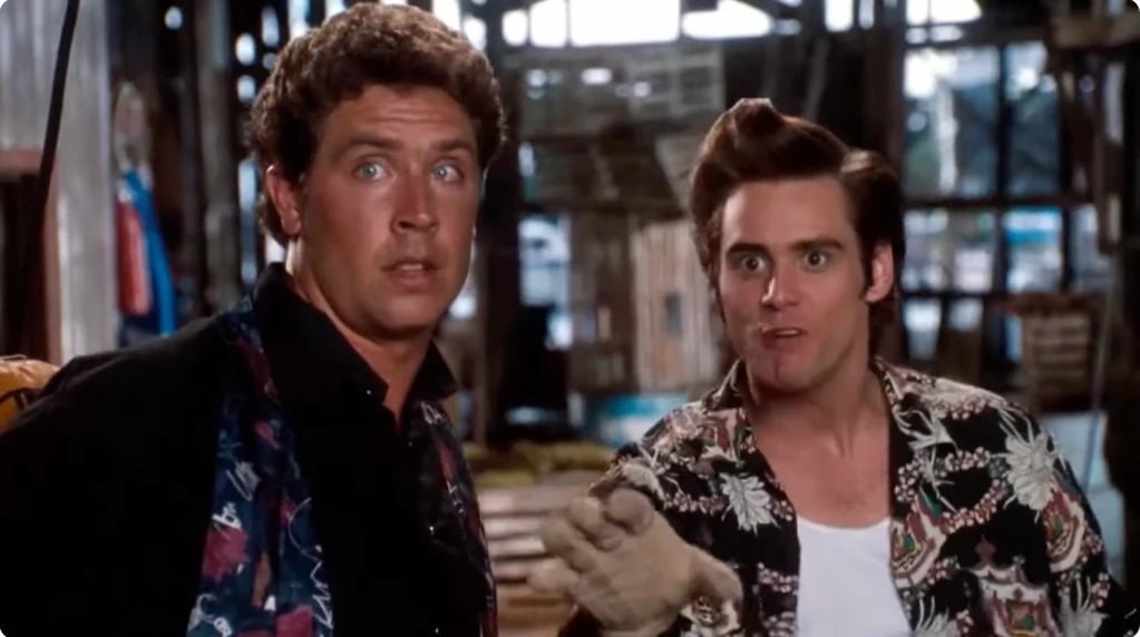 Dan Marino and Jim Carrey in Ace Ventura: Pet Detective