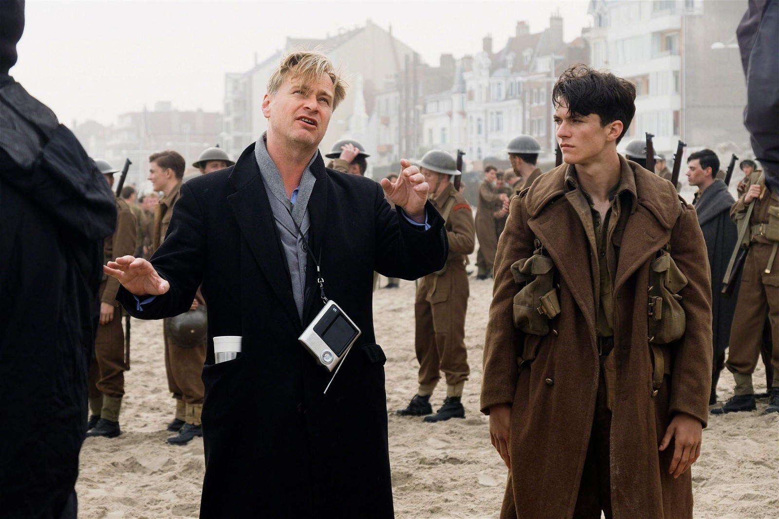 Christopher Nolan on the sets of Dunkirk