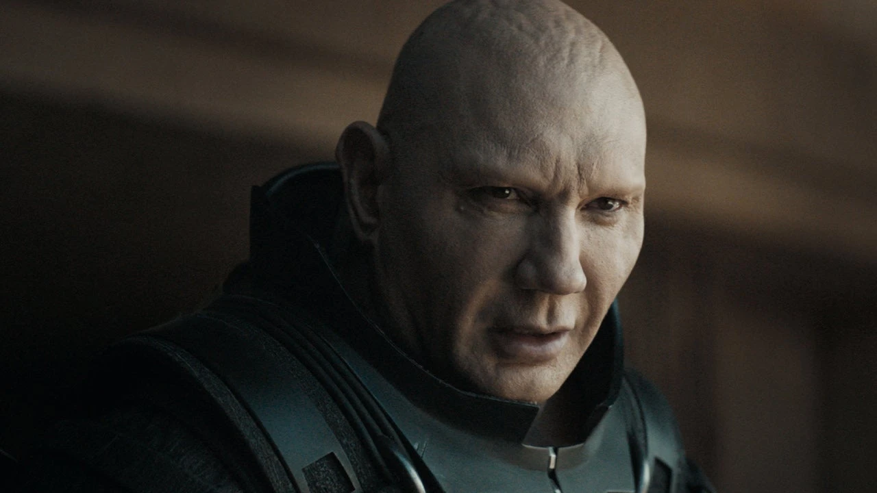 Dave Bautista in a serious mood in Dune 