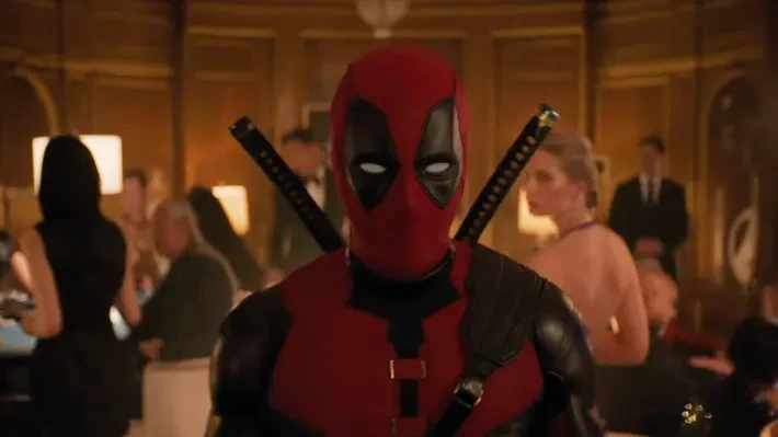 Ryan Reynolds as Deadpool in a scene from Deadpool and Wolverine