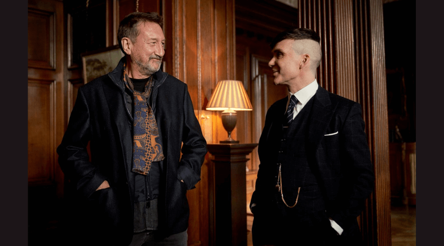 Steven Knight with Cillian Murphy on the sets of Peaky Blinders