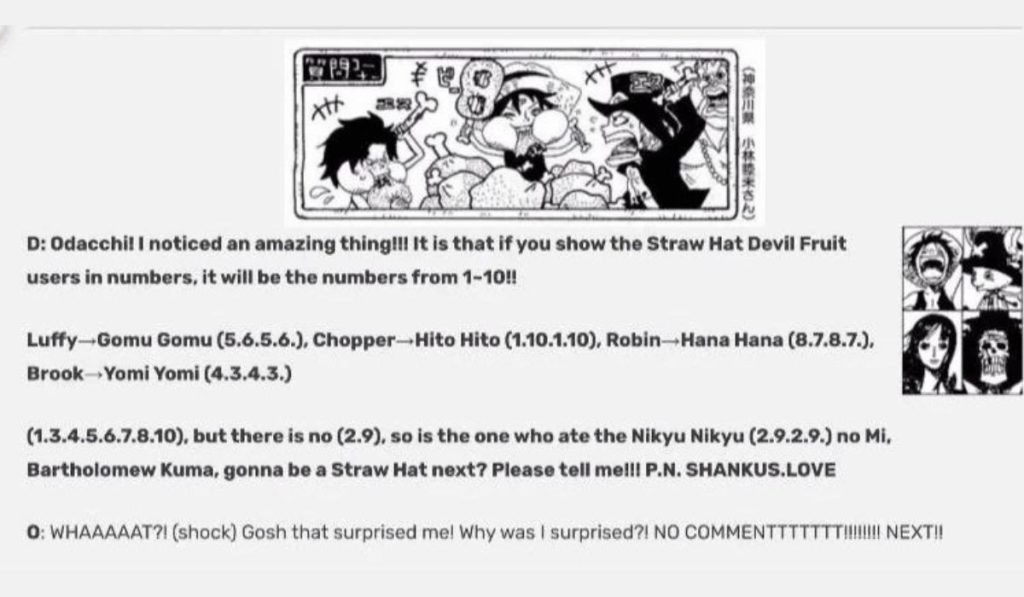 The question fan asked about Kumo being the next Straw Hat