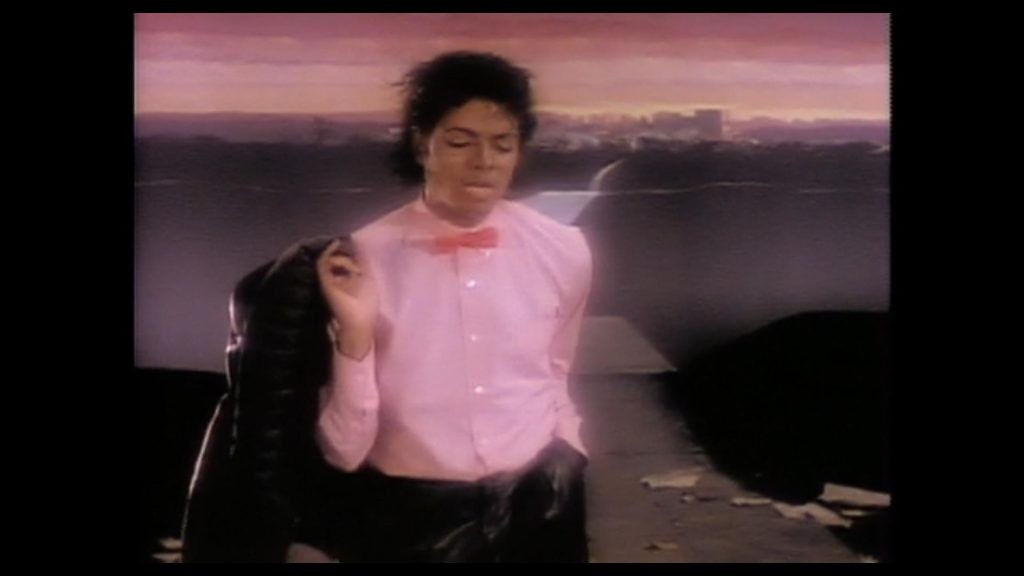 Michael Jackson in a still from the music video Billie Jean 