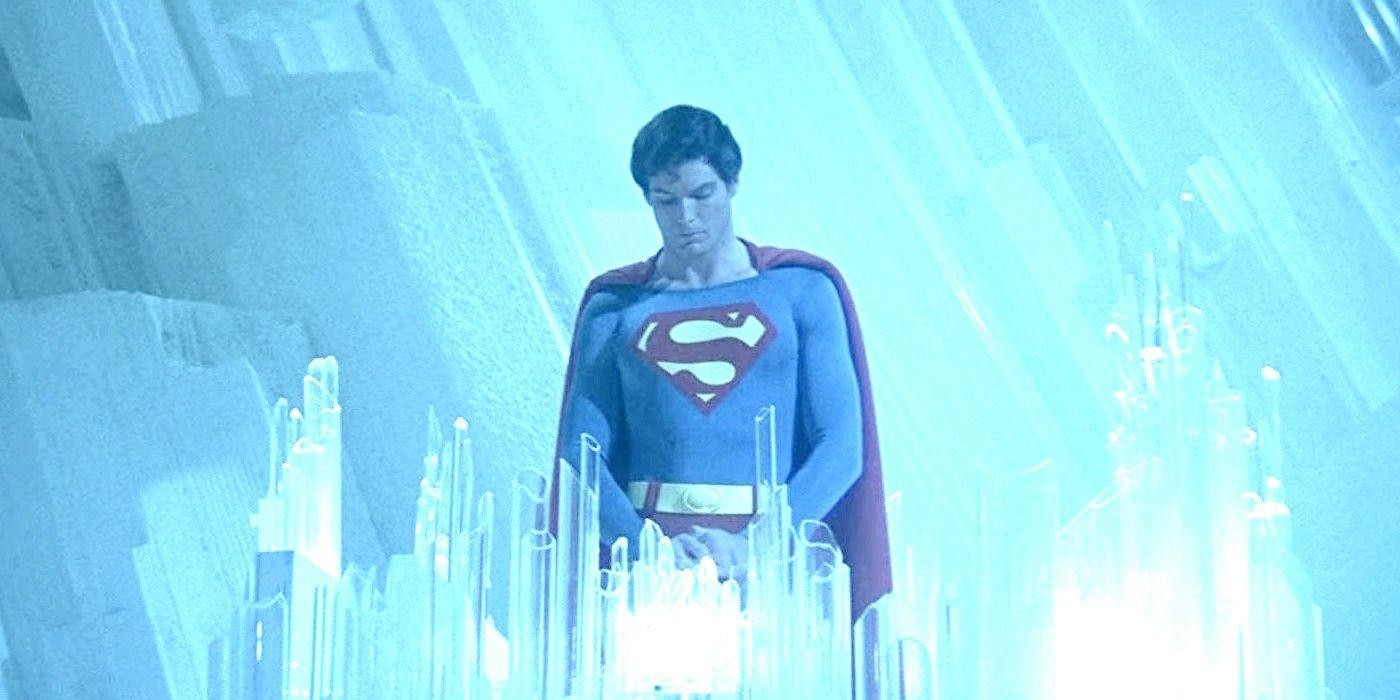 Christopher Reeve standing in the Fortress of Solitude in Superman II 