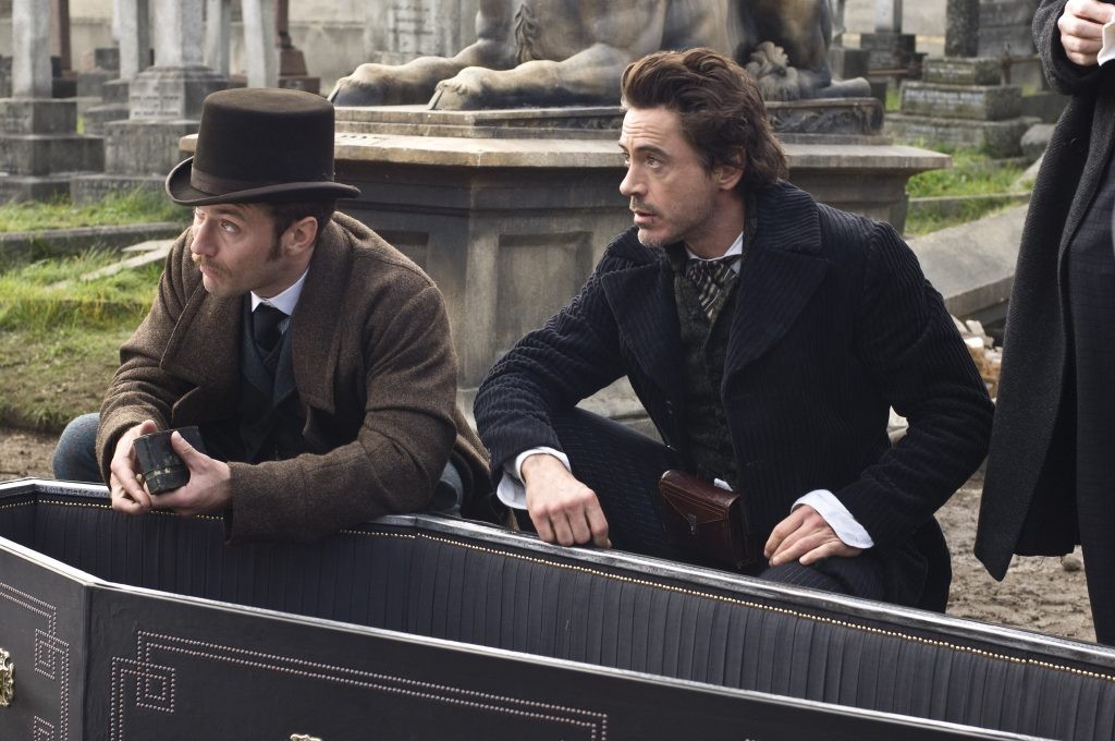 Robert Downey Jr. and Jude Law in a still from Sherlock Holmes 